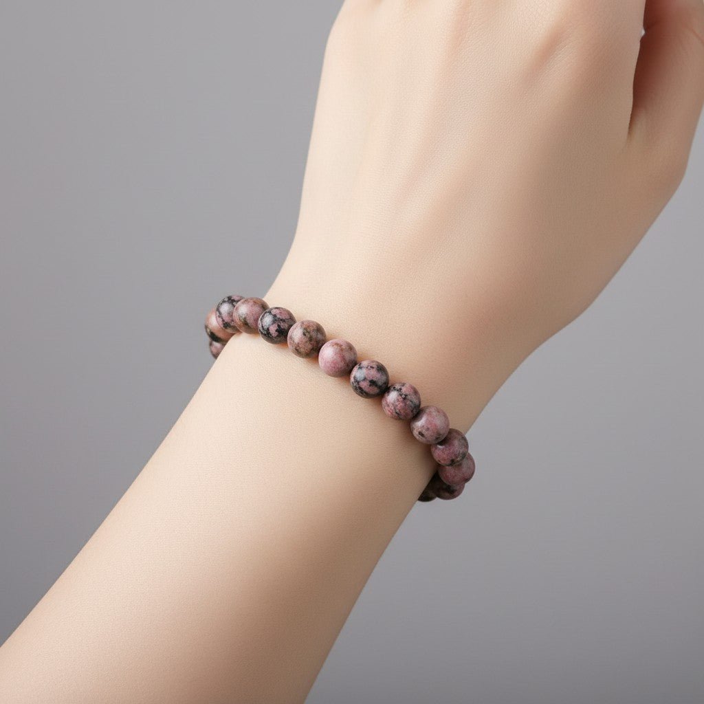 Bracelet rhodonite Madagascar A (boules 5-6mm) - La Boite à Cailloux