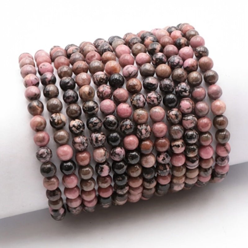 Bracelet rhodonite Madagascar A (boules 5 - 6mm) - La Boite à Cailloux