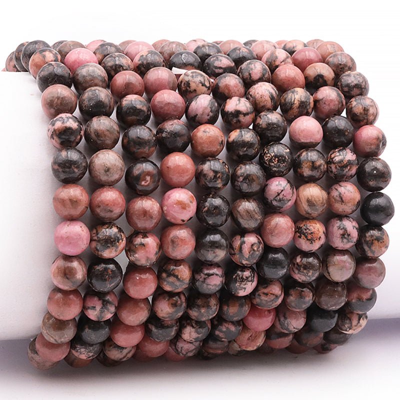 Bracelet rhodonite Madagascar A (boules 7 - 8mm) - La Boite à Cailloux