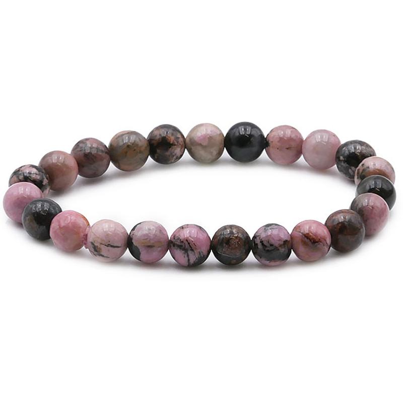 Bracelet rhodonite Madagascar A (boules 7 - 8mm) - La Boite à Cailloux