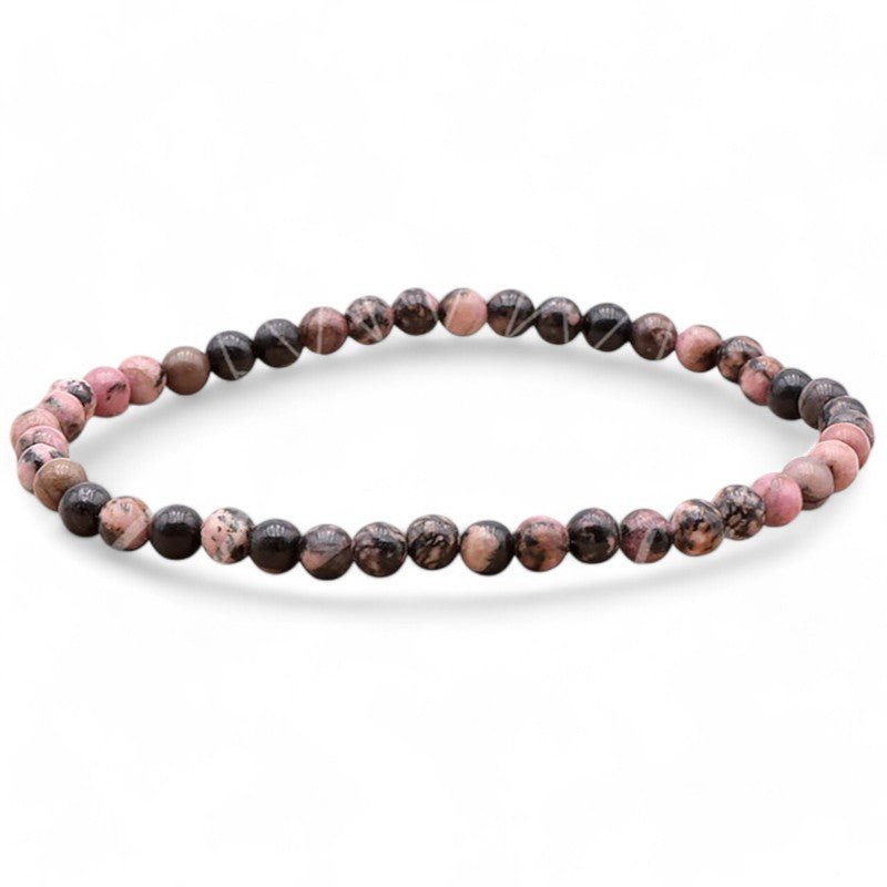 Bracelet rhodonite Madagascar AB (boules 3 - 4mm) - La Boite à Cailloux