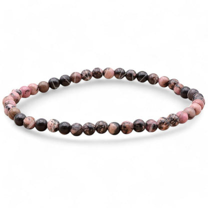 Bracelet rhodonite Madagascar AB (boules 3 - 4mm) - La Boite à Cailloux