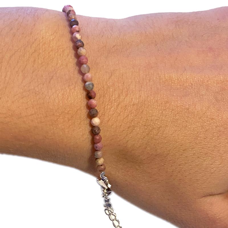 Bracelet rhodonite perles facettées argent 925 - La Boite à Cailloux