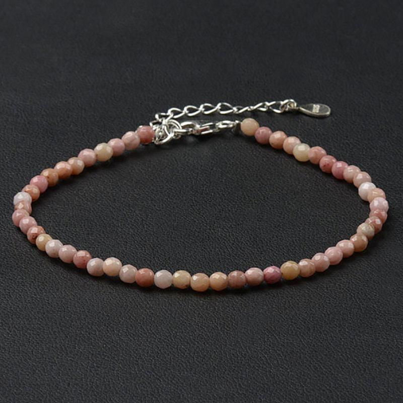 Bracelet rhodonite perles facettées argent 925 - La Boite à Cailloux