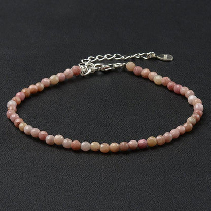 Bracelet rhodonite perles facettées argent 925 - La Boite à Cailloux