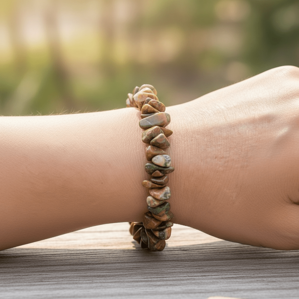 Bracelet rhyolite Australie A (perles baroques) - La Boite à Cailloux