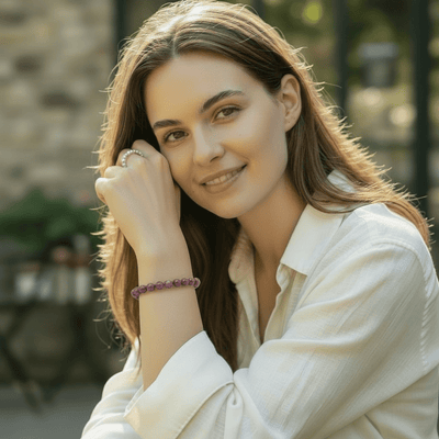 Bracelet rubis Inde A+ (boules 9-10mm)