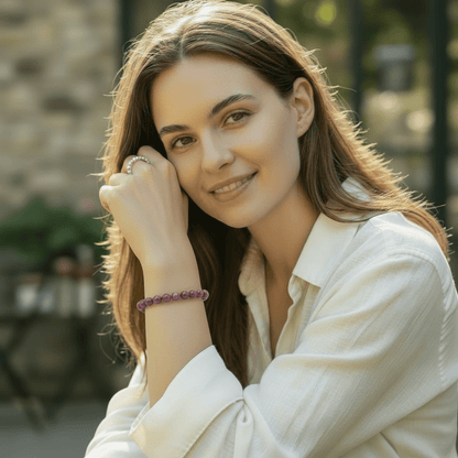 Bracelet rubis Inde A+ (boules 9 - 10mm) - La Boite à Cailloux