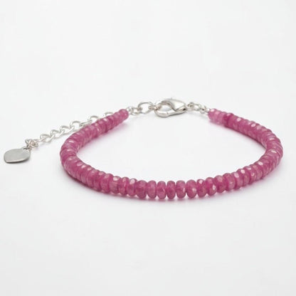 Bracelet rubis Inde AA+ (perles facettées 3-4mm) argent 925 - La Boite à Cailloux