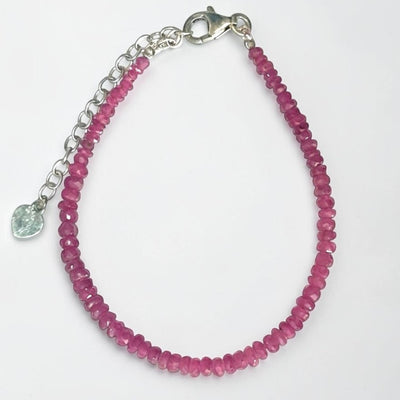 Bracelet rubis Inde AA+ (perles facettées 3-4mm) argent 925