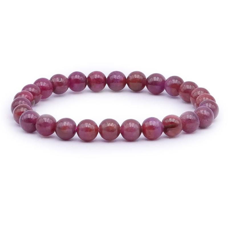 Bracelet rubis Inde AB (boules 6 - 7mm) - La Boite à Cailloux