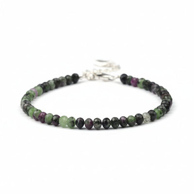 Bracelet rubis sur zoisite perles facettées argent 925