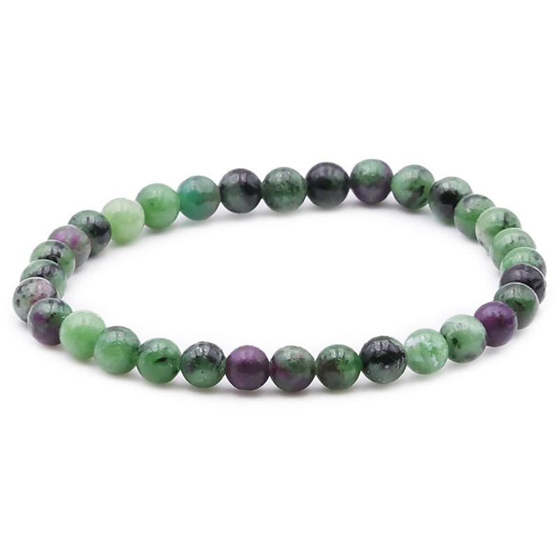Bracelet rubis sur zoisite Tanzanie A (boules 5 - 6mm) - La Boite à Cailloux