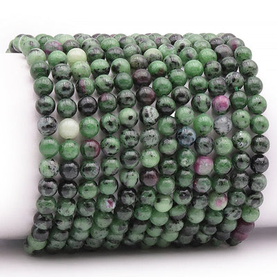 Bracelet rubis sur zoisite Tanzanie A (boules 5-6mm)