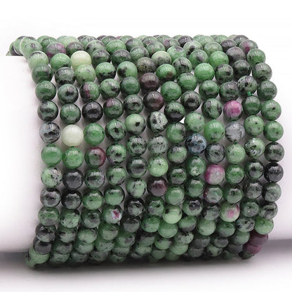 Bracelet rubis sur zoisite Tanzanie A (boules 5 - 6mm) - La Boite à Cailloux