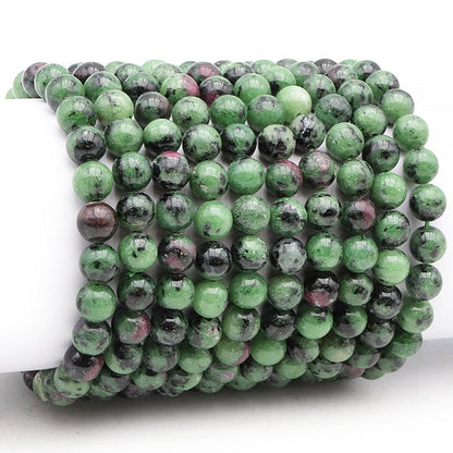 Bracelet rubis sur zoisite Tanzanie A (boules 7 - 8mm) - La Boite à Cailloux