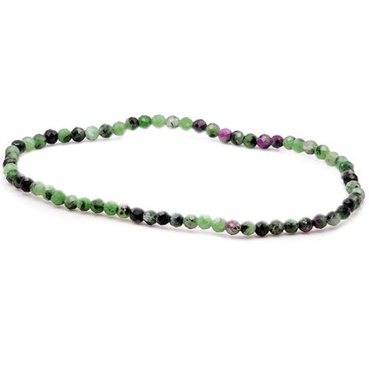 Bracelet rubis sur zoisite Tanzanie A (perles facettées 2 - 3mm) - La Boite à Cailloux
