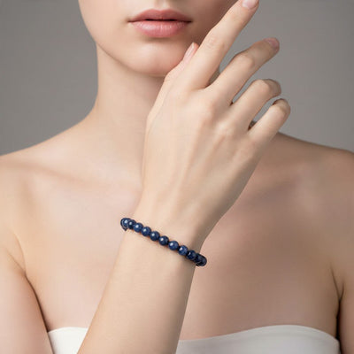 Bracciale zaffiro blu India AA (sfere 5-6mm)