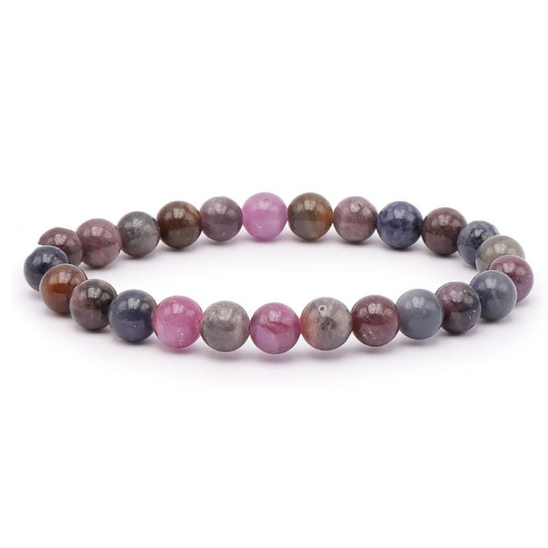 Bracelet saphir multicolore Inde A (boules 7 - 8mm) - La Boite à Cailloux