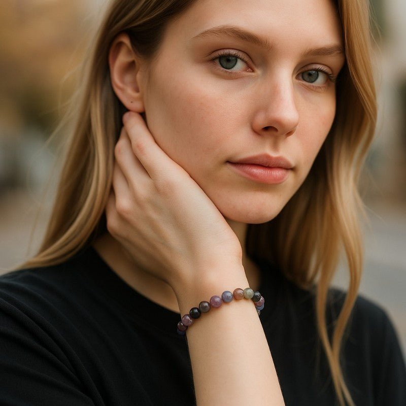 Bracelet saphir multicolore Inde AB (boules 5 - 6mm) - La Boite à Cailloux
