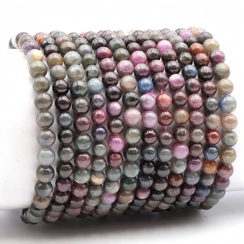 Bracelet saphir multicolore Inde AB (boules 5 - 6mm) - La Boite à Cailloux