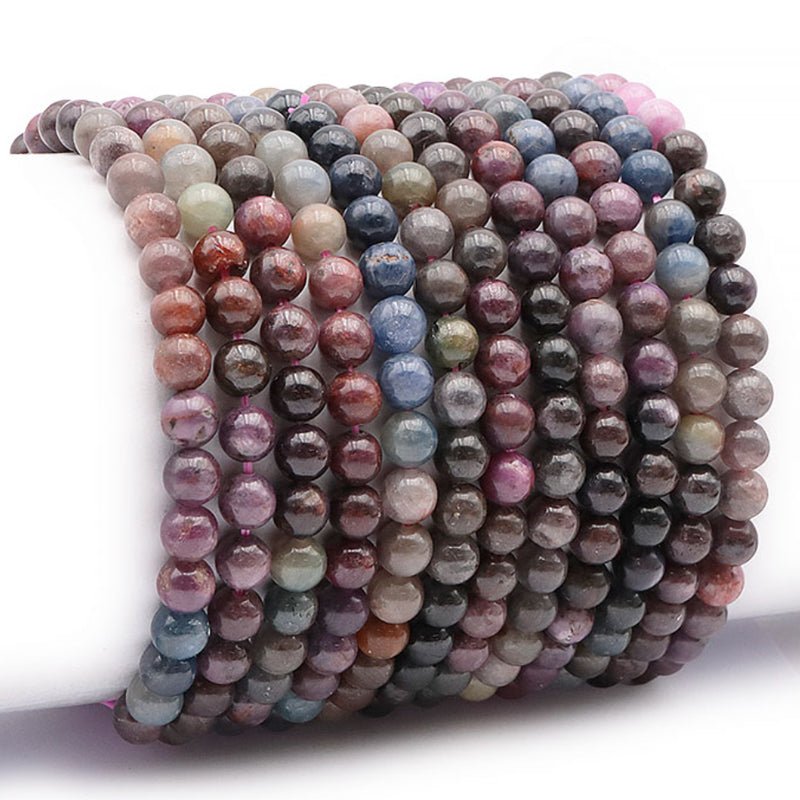 Bracelet saphir multicolore trié Inde A (boules 5 - 6mm) - La Boite à Cailloux