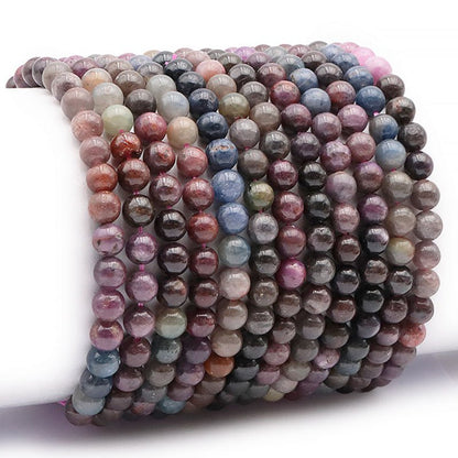 Bracelet saphir multicolore trié Inde A (boules 5 - 6mm) - La Boite à Cailloux