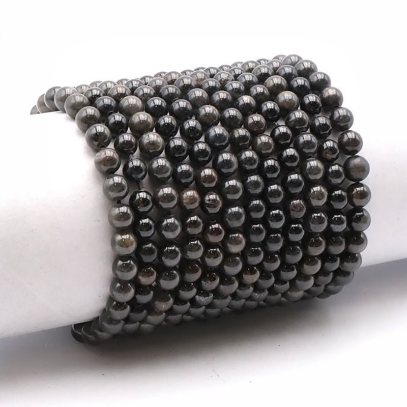 Bracelet saphir noir Inde A (boules 6.5 - 7.5mm) - La Boite à Cailloux
