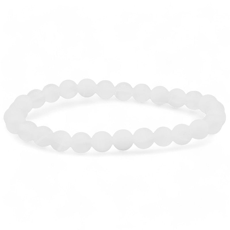 Bracelet sélénite Maroc AA (boules 5 - 6mm) - La Boite à Cailloux