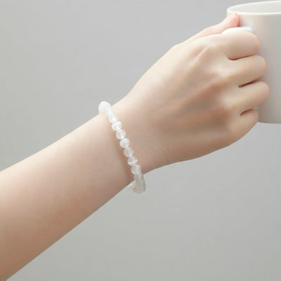 Pulseira de selenite do Marrocos AA (contas de 7-8 mm)