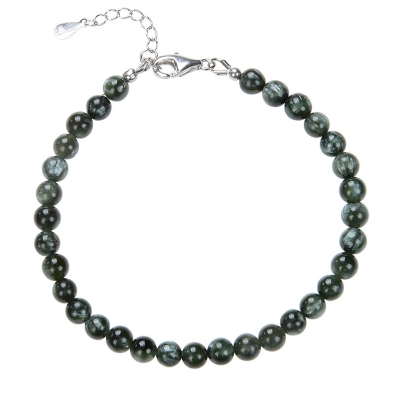 Bracelet séraphinite argent 925 (boules 5,5mm) - La Boite à Cailloux