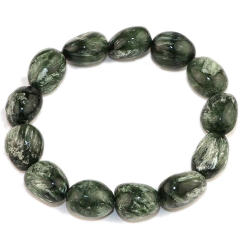 Bracelet séraphinite Russie A (pierres roulées) - La Boite à Cailloux