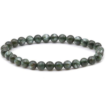 Bracelet séraphinite Russie AA (boules 5 - 6mm) - La Boite à Cailloux