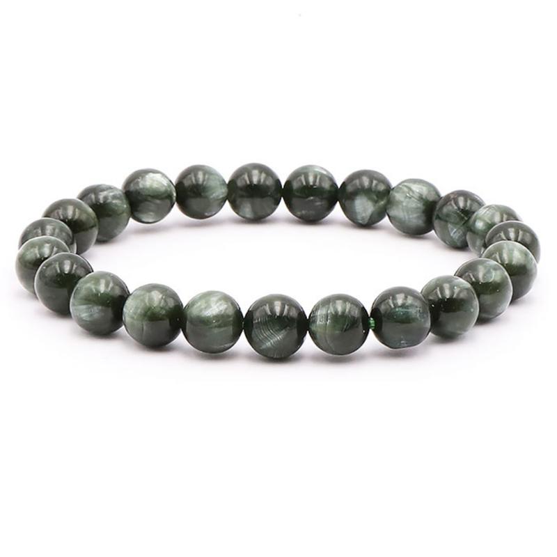Bracelet séraphinite Russie AA+ (boules 8 - 9mm) - La Boite à Cailloux