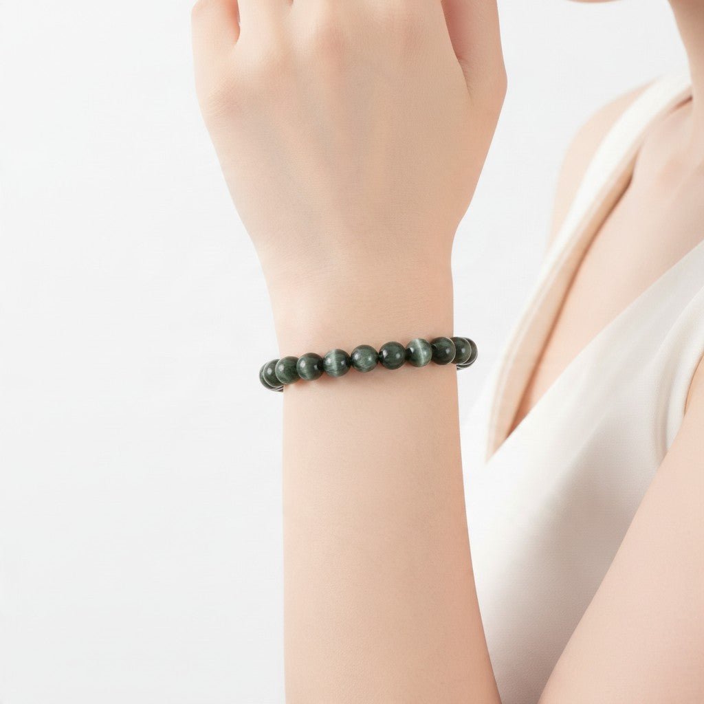 Bracelet seraphinite Russie AA+ (boules 8-9mm) - La Boite à Cailloux
