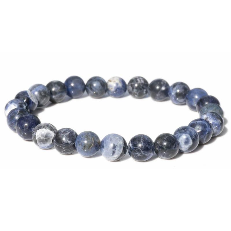 Bracelet sodalite Brésil A (boules 7 - 8mm) - La Boite à Cailloux