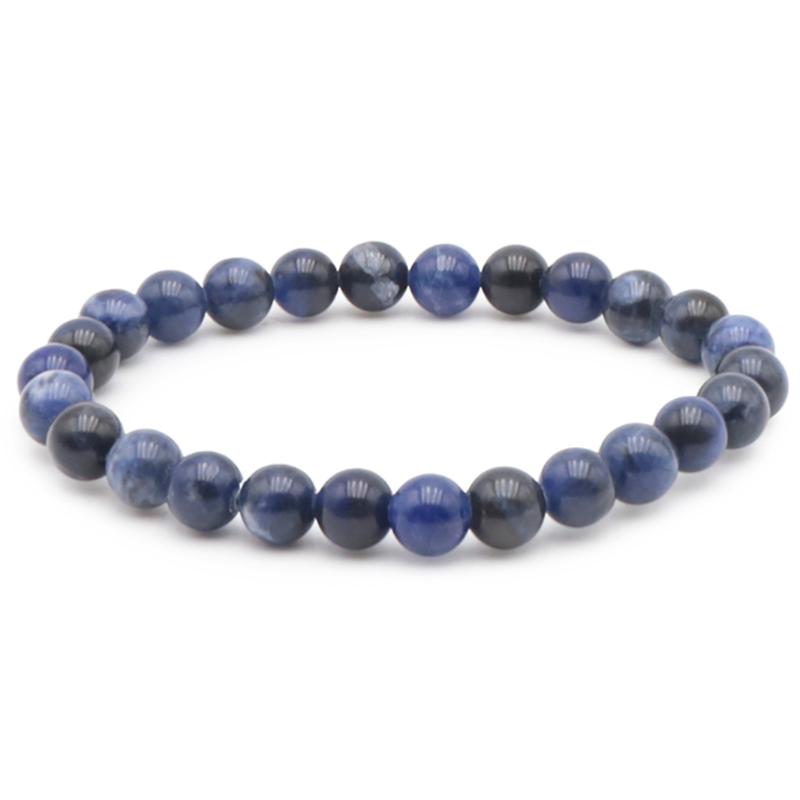Bracelet sodalite Brésil A (boules 7 - 8mm) - Taille L - La Boite à Cailloux