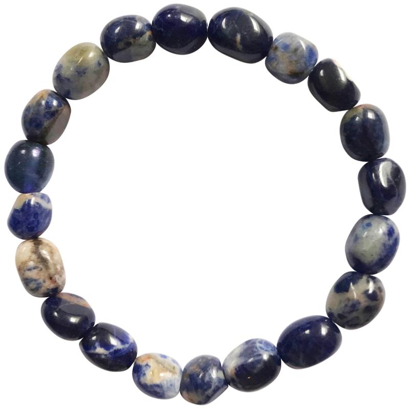 Bracelet sodalite Brésil A (pierres roulées 10 - 12mm) - La Boite à Cailloux