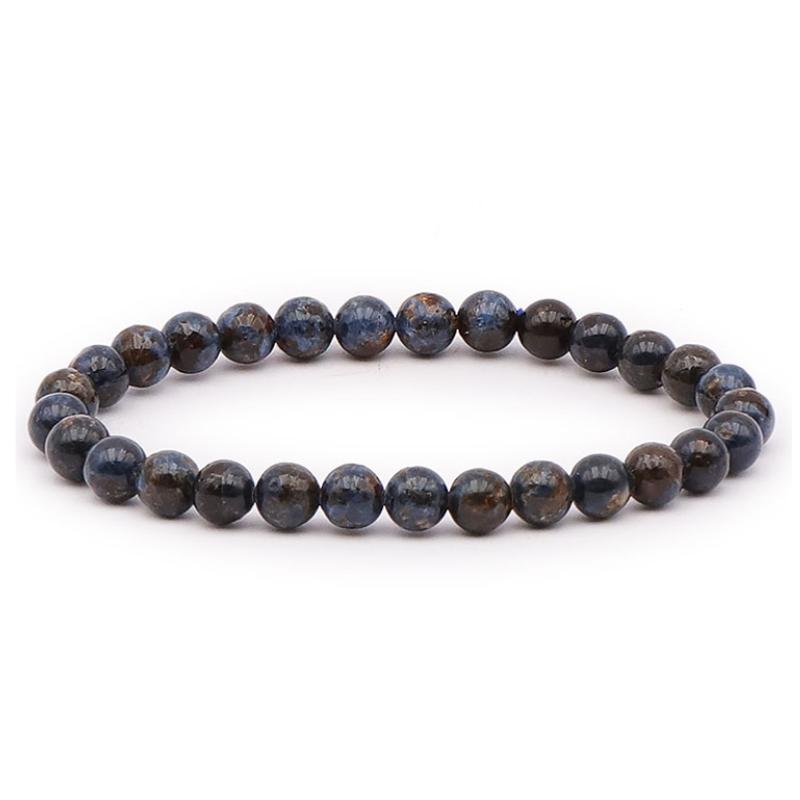 Bracelet spinelle bleue Sri Lanka A+ (boules 5 - 6mm) - La Boite à Cailloux