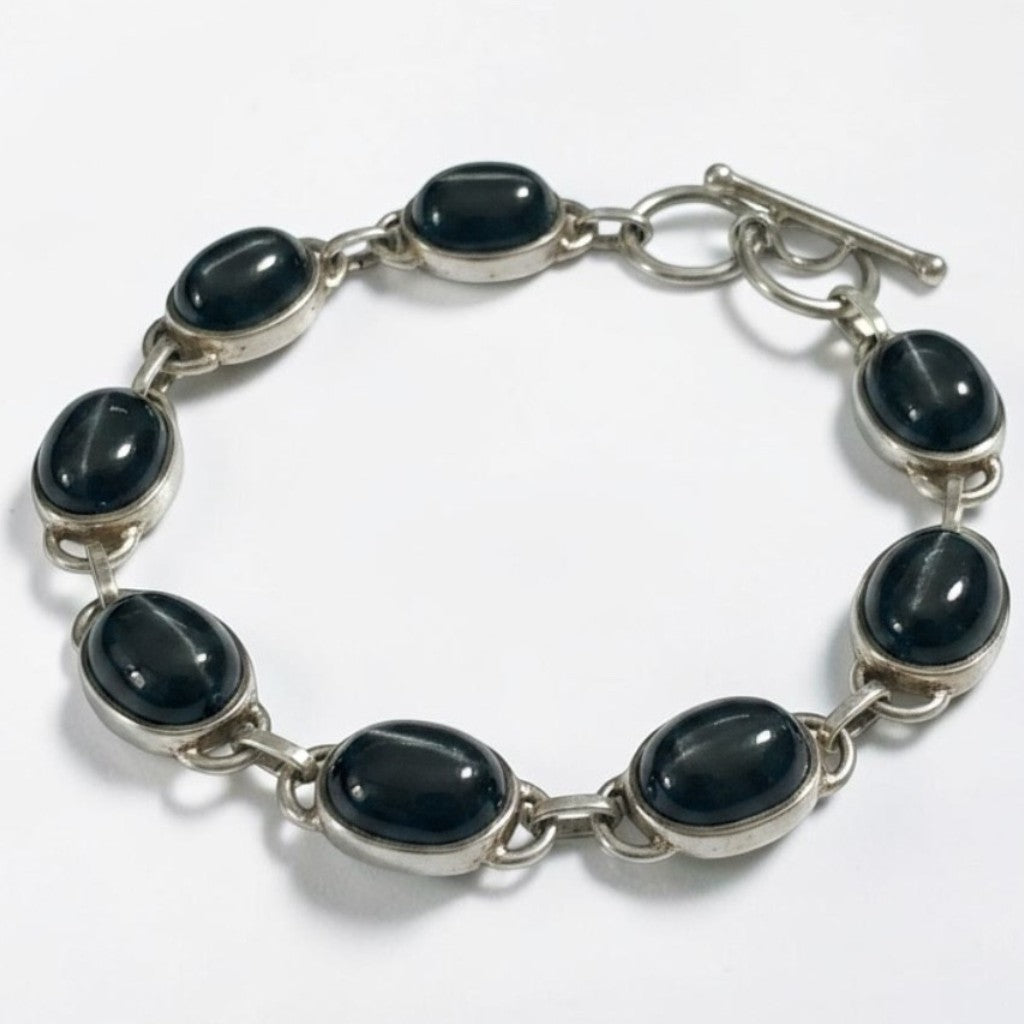 Bracelet en spinelle étoilé du Sri Lanka AA avec cabochons ovales sertis en argent 925