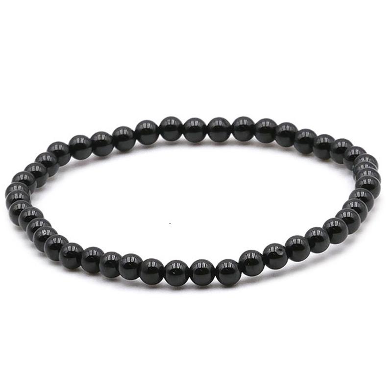 Bracelet spinelle noir Thaïlande A (boules 3 - 4mm) - La Boite à Cailloux