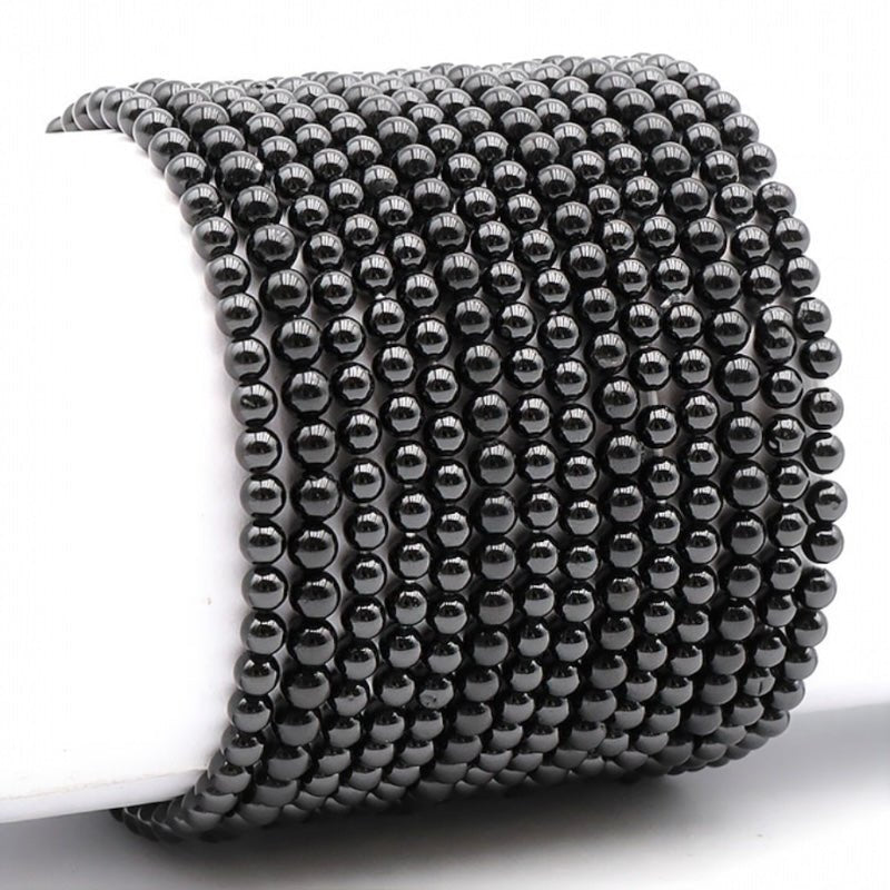 Bracelet spinelle noir Thaïlande A (boules 3 - 4mm) - La Boite à Cailloux