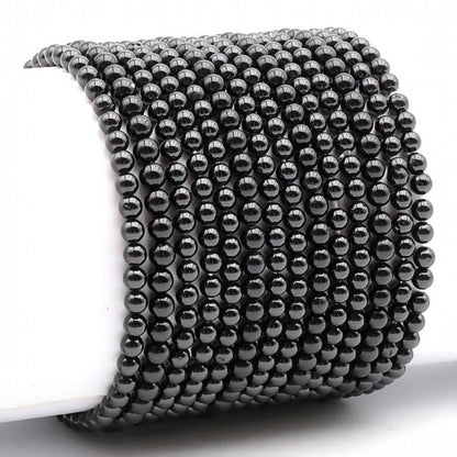 Bracelet spinelle noir Thaïlande A (boules 3 - 4mm) - La Boite à Cailloux