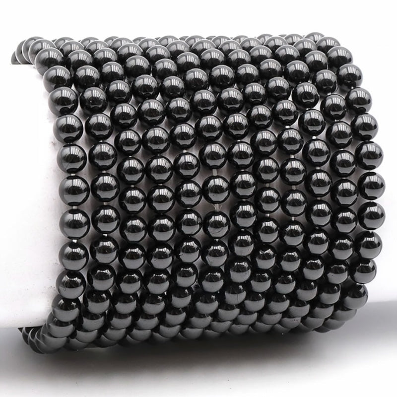Bracelet spinelle noir Thaïlande A (boules 5 - 6mm) - La Boite à Cailloux