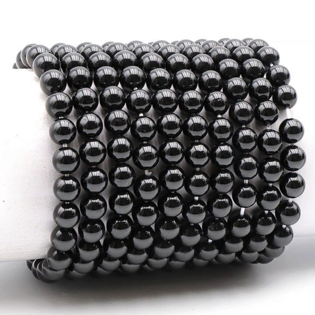 Bracelet spinelle noir Thaïlande A (boules 7-8mm) - La Boite à Cailloux
