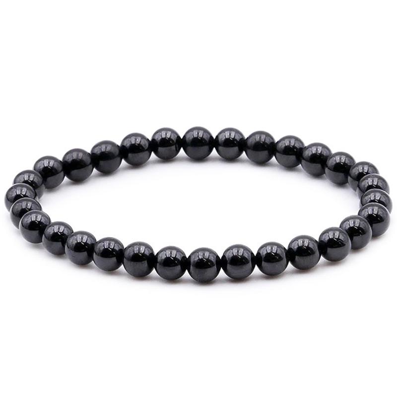 Bracelet spinelle noir Thaïlande A (boules 7 - 8mm) - La Boite à Cailloux