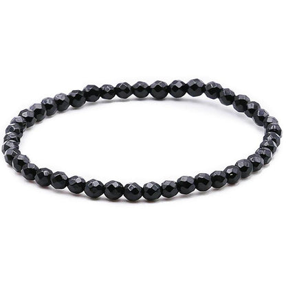 Bracelet spinelle noir Thaïlande A (perles facettées 3 - 4mm) - La Boite à Cailloux