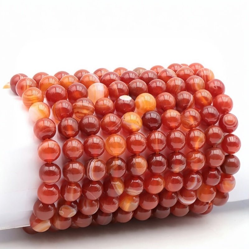 Bracelet taille enfants agate bandée A (boules 7 - 8mm) - La Boite à Cailloux