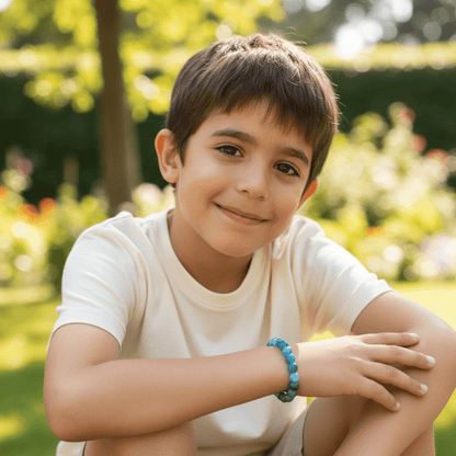 Bracelet taille enfants apatite bleue A+ (boules 5 - 6mm) - La Boite à Cailloux
