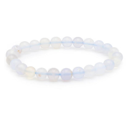 Bracelet taille enfants calcédoine bleue A (boules 5 - 6mm) - La Boite à Cailloux